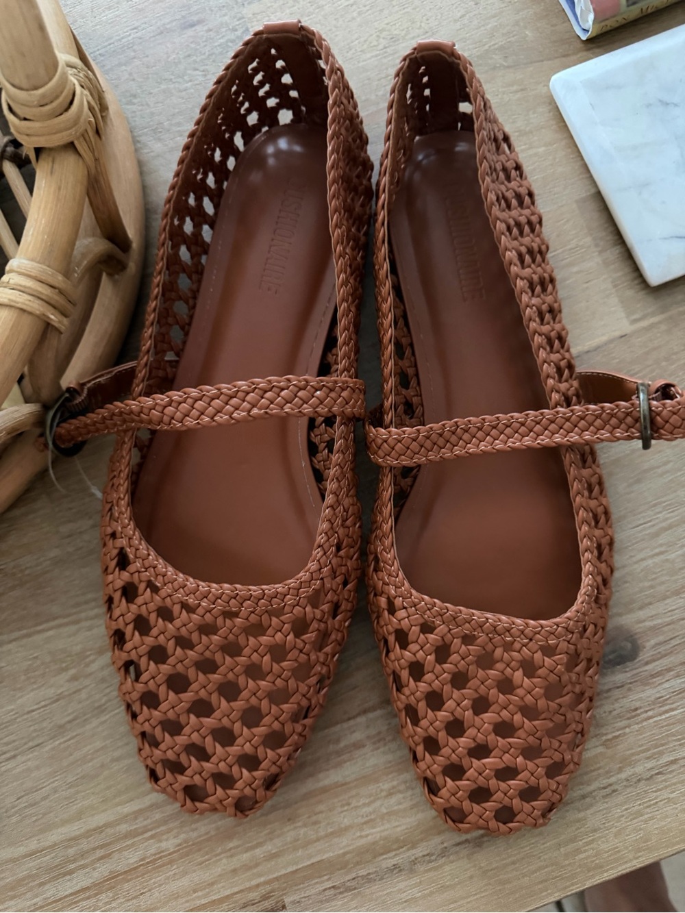 Braided Mary Jane Flats in Chestnut — Women’s Woven Loafers